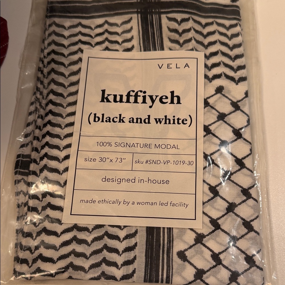 Vela NWT Modal Hijab Black and White Kuffiyeh Scarf